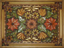 Wood carving of flowers